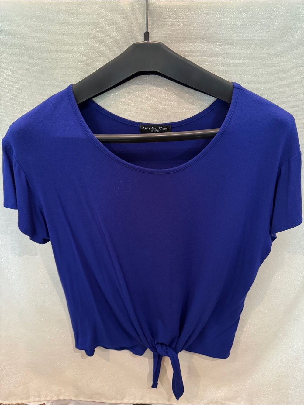 Kim & Cami Cobalt Blue Short-Sleeve Tie-Front Top